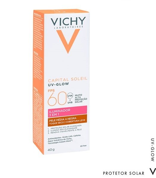 Protetor Solar Facial UV-Glow FPS60 Com Cor 40g